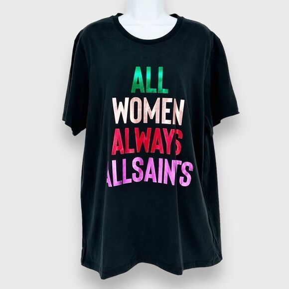 ALLSAINTS ALL Saints NWT Black Tee- size L- All Women Always Allsaints - Picture 2 of 9